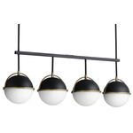 Duke Linear Pendant - Black / Weathered Brass / Satin White