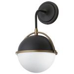 Duke Outdoor Wall Sconce - Black / Weathered Brass / Satin White