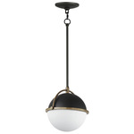 Duke Pendant - Black / Weathered Brass / Satin White