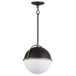 Duke Pendant - Black / Weathered Brass / Satin White