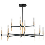 Flambeau Chandelier - Black / Antique Brass / Clear