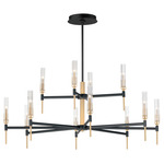 Flambeau Chandelier - Black / Antique Brass / Clear