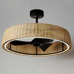 Tulum Outdoor Wifi Fandelight - Dark Bronze / Natural Rattan