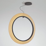 Roda Vertical Pendant - Brown / Cream Translucent Ribbon