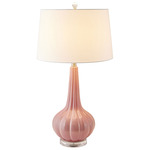 Abbey Lane Floor Lamp - Pink / White Linen