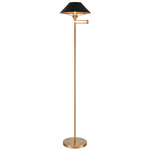 Arcadia Swing Arm Floor Lamp - Aged Brass / Black