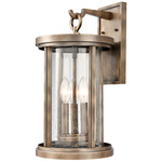 Brison Outdoor Wall Light - Vintage Brass / Clear Seeded