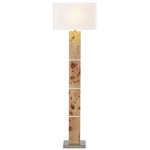 Cahill Floor Lamp - Polished Nickel/ Natural Burl / White