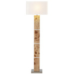 Cahill Floor Lamp - Polished Nickel / Natural Burl / White