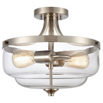 Calistoga Semi Flush Ceiling Light - Brushed Nickel / Clear