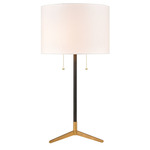 Clubhouse Table Lamp - Black / Antique Brass / White Linen
