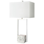 Dunstan Mews Table Lamp - Chrome / White Marble / White Linen