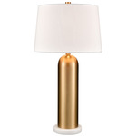 Elishaw Table Lamp - Aged Brass / White / White Linen