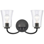 Emily Bathroom Vanity Light - Matte Black / Clear