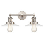 English Pub Bathroom Vanity Light - Satin Nickel / Clear