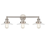 English Pub Bathroom Vanity Light - Satin Nickel/ Clear