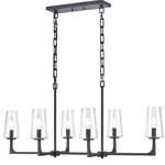 Fitzroy Linear Chandelier - Matte Black / Clear