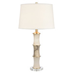 Island Cane Table Lamp - Aged Brass / White / White Linen
