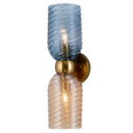 Azul Wall Sconce - Aged Gold / Navy Blue / Iridescent Peach