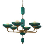 Verde Chandelier - Satin Brass / Peacock Green