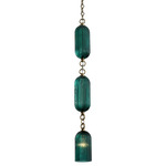 Verde Mini Pendant - Satin Brass / Peacock Green