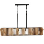 Archer Linear Pendant - Matte Black / Mango Wood