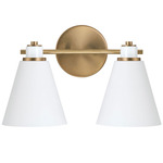 Bradley Bathroom Vanity Light - Aged Brass / White