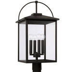 Bryson Outdoor Post Lantern - Black / Clear