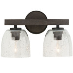 Clive Bathroom Vanity Light - Black Iron / Stone Seeded