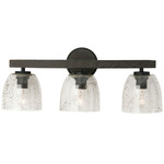 Clive Bathroom Vanity Light - Black Iron / Stone Seeded