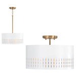 Dash Dual Mount Pendant - Aged Brass / White