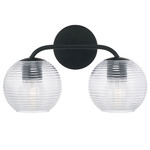 Dolan Bathroom Vanity Light - Matte Black / Clear Ribbed Glass