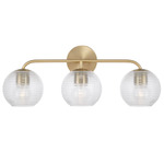 Dolan Bathroom Vanity Light - Brass / Clear Ribbed Glass