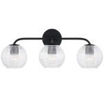 Dolan Bathroom Vanity Light - Matte Black / Clear Ribbed Glass