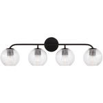 Dolan Bathroom Vanity Light - Matte Black / Clear Ribbed Glass