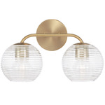 Dolan Bathroom Vanity Light - Brass / Clear Ribbed Glass