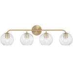 Dolan Bathroom Vanity Light - Brass / Clear Ribbed Glass