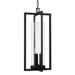 Kent Outdoor Hanging Lantern - Black / Clear