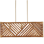 Soleil Linear Pendant - Matte Brass / Natural Wood