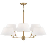 Welsley Chandelier - Aged Brass / White Fabric