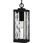 Balchier Outdoor Pendant - Matte Black / Clear Hammered