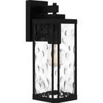 Balchier Outdoor Lantern - Matte Black / Clear Hammered