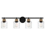 Baltic Bathroom Vanity Light - Matte Black / Clear Water