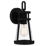 Barber Outdoor Wall Lantern - Matte Black / Clear Seedy