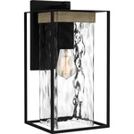 Longwood Outdoor Lantern - Matte Black / Clear Hammered
