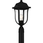 Mulberry Outdoor Post Light with Round Fitter - Matte Black / Clear Seedy