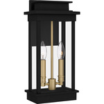 Noelle Outdoor Wall Lantern - Matte Black / Gold / Clear