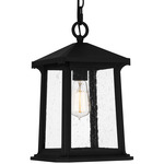 Satterfield Outdoor Pendant - Matte Black / Clear Seedy