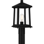 Satterfield Outdoor Post Light with Round Fitter - Matte Black / Clear Seedy
