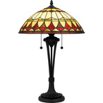 Sevilla Tiffany Table Lamp - Matte Black / Tiffany Multicolor